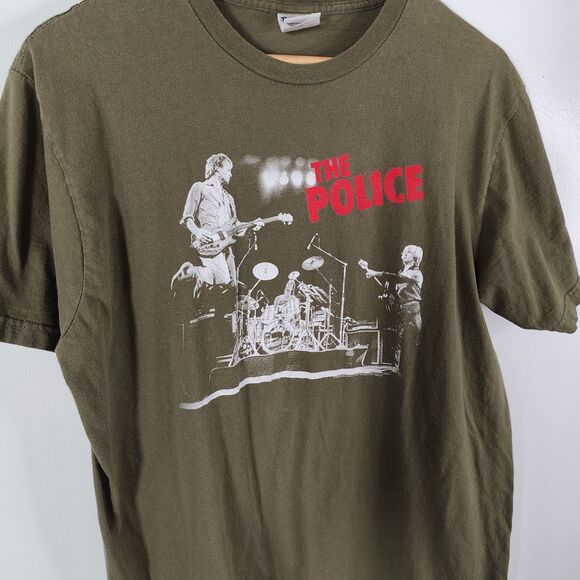 Vintage The Police 2008 Tour Rock Band Green T-Shirt XL y2k Bayisland - Picture 3 of 7